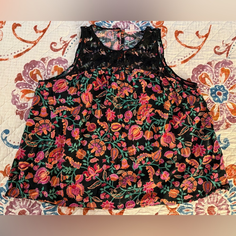Knox Rose Orange & Pink Sleeveless Embellished Blouse